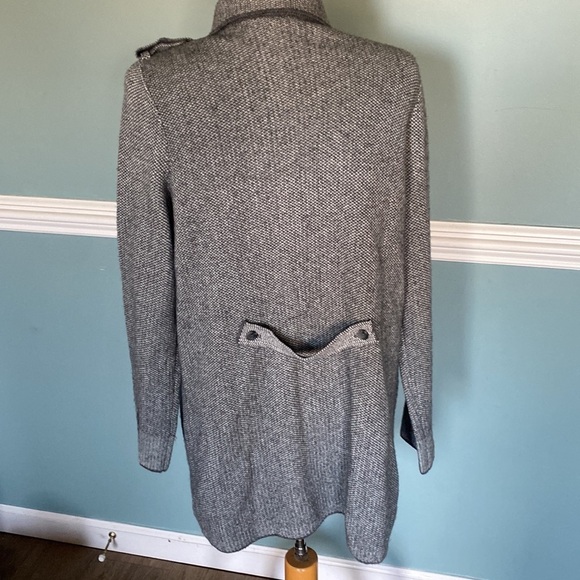 Talbots wool blend long line open front cardigan coat. Sz MP classic chevron - Picture 4 of 8